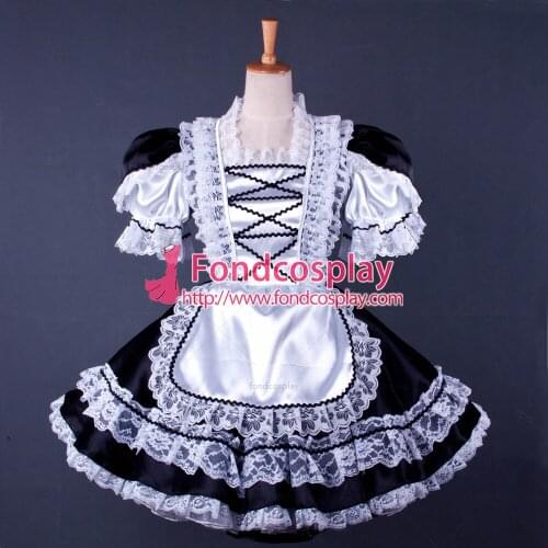 Lockable Sissy maid Satin dress Uniform cosplay costume Tailor-made[G1569]