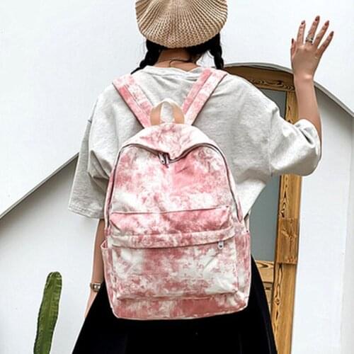 Junior High School Students Retro Gradient Tie Dye Men and Women Couples School Bags Marble pattern Harajuku Casual Canvas Bag
