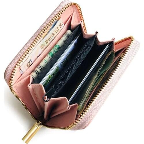 Women Ladies PU Leather Small Mini Wallet Card Key Holder Zip Clutch Bag Coin purse red