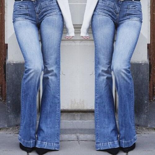 Women Jeans High Waist 2019 Plus Size Blue Boot Cut Denim Jeans Womens S-3XL Streetwear Ladies Casual Washed Jean Pants Female