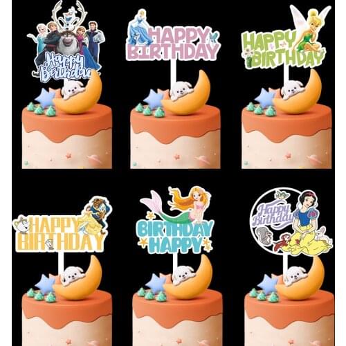 1pcs/lot Frozen Princess Elsa For Girls Birthday Party Decor Cake Topper Cinderella Snow White Theme Anniversaire Cake Supplies