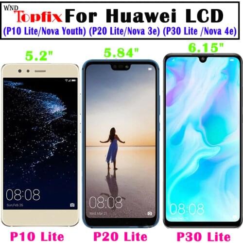 100% Tested For Huawei P20 Lite Lcd P10 Lite LCD Display Screen Touch Assembly For Huawei P30 Lite LCD Display P40 Lite Lcd