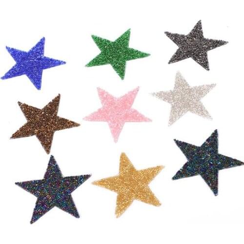 3Pcs Star Hotfix Rhinestones Beaded Iron On Patch Appliques For Clothing Bag Shoe Diy Fabric Stickers Garment Accessories