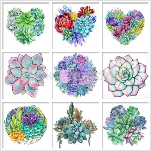 5D DIY Full Square/round Diamond Painting Flower Diamond Embroidery Succulent Plant Rhinestone Mosaic Picture Cross Stitch Kit