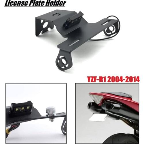 Motorcycle CNC Aluminum License Plate Holder Bracket Fender Eliminator with LED Light for Yamaha YZF-R1 YZF R1 2004-2014