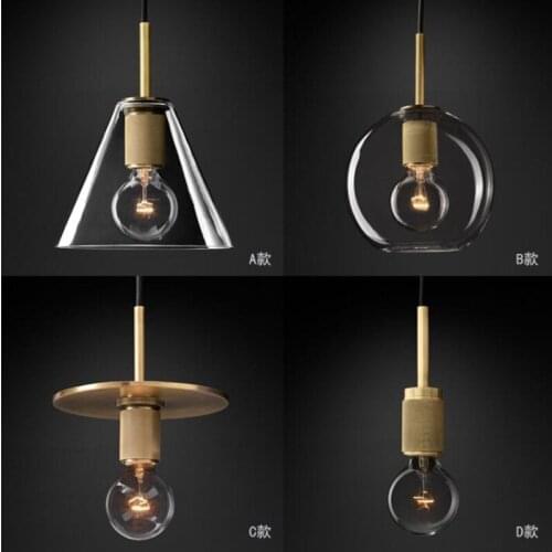 American RH Lamp Edison E27 LED Chandelier Led Hanging Chandelier Lighting Metal Glass Led Droplight Retro Suspension Lamp