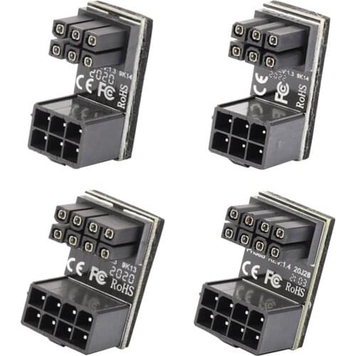 ATX 6 Pin Female to 6 Pin Male 8 Pin to 8 Pin 180 Degree Angled Adapter for Desktops Graphics Card
