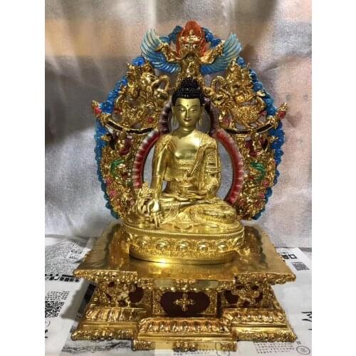 Large Asia High grade gilding Buddha statue HOME family patron saint Omnipotent god Nepal India Sakyamuni Buddha gold Buddha