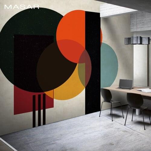 MASAR Large circular geometric color mural corridor sofa bed background wall paper waterproof wallpaper Chromatic night