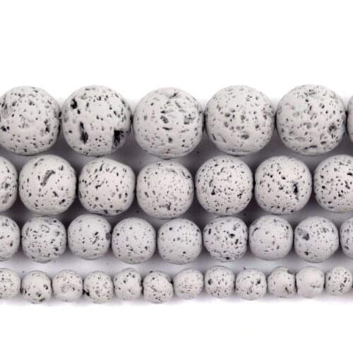 Natural Gray Volcanic Rock Lava Rubber Stone Round Loose Spacer Beads For Jewelry Making DIY Bracelet Handmade 4/6/8/10mm