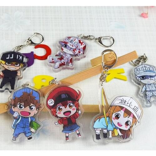 Anime Keychain Acrylic Hataraku Saibou Cosplay Keychain Erythrocyte Leukocyte Platelet Figure Keyring Cartoon