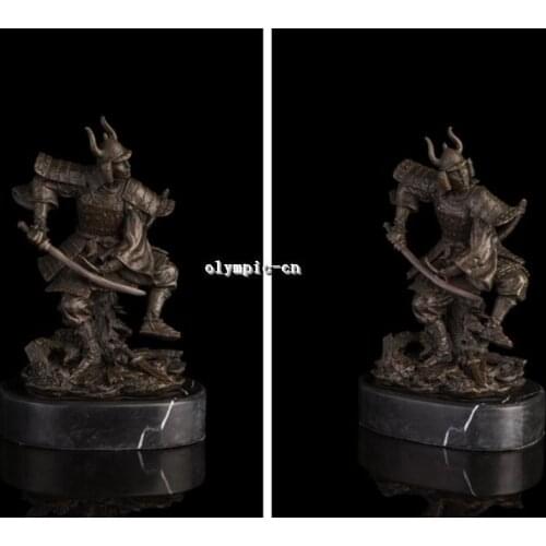 8'' Bronze Art sculpture Hold sword a men warrior knight soldier statue