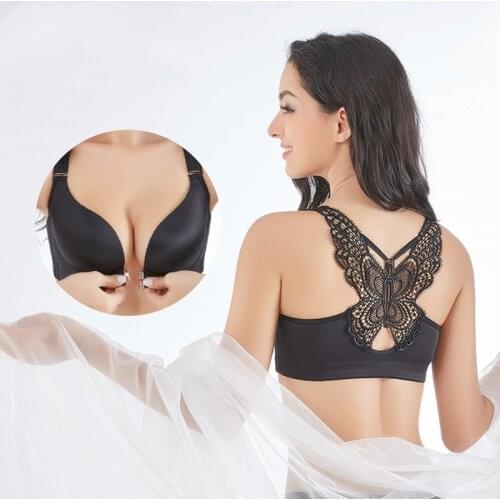 Front Closed Butterfly Beauty Back Push Up Brassiere Sexy Underwire Bra For Women Underwear Solid Color Female Lingerie