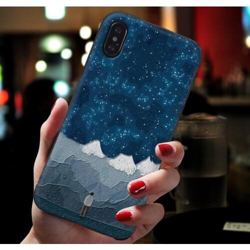 Phone Case Funda iphone 12 Mini 12Pro XS 11 Pro Max Cases XR Cover 7 8 6 Plus X SE 2020 Coque 3d Star Moon Couple Soft Back Capa