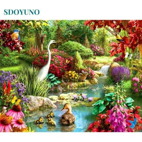 SDOYUNO 40x50cm Painting By Numbers Kits Frameless Paint By Numbers Animals DIY Digital Canvas Painting Scenery Home Decoration