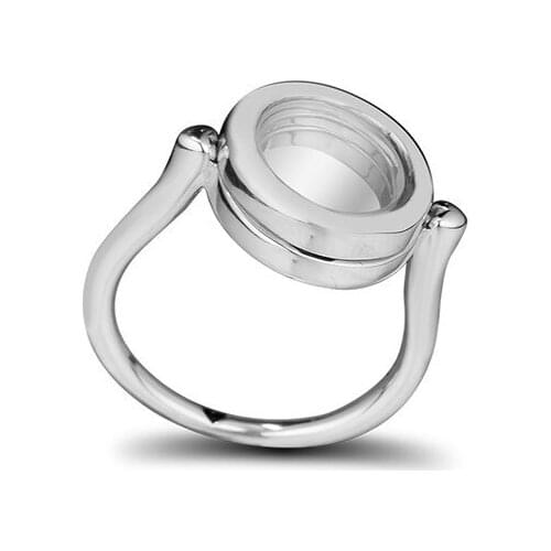 Signature Round Open Lock Silver Rings for Women Fine 925 Sterling Silver Jewelry Charm Women Rings Jewellery DIY Type Girl Ring