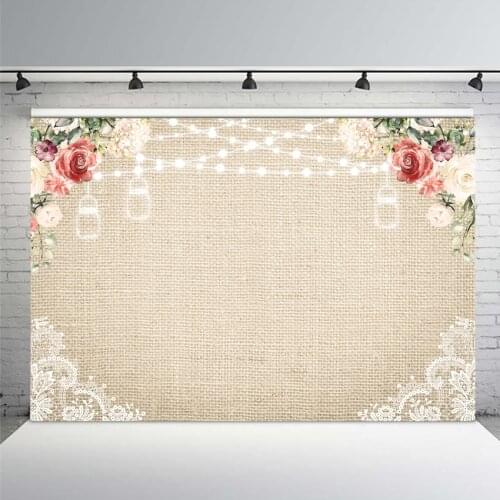 Wedding Backdrop Photography Red Floral Light Backdrop Vinyl Cloth Valentines Day Party Decoration Photo Background Pictures