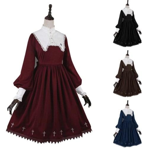 Cosplaydiy Girls Women Retro Lolita Long Sleeves Dress Cosplay Costume Ball Gown Custom Made Party
