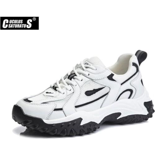 Platform Sneakers Women Shoes Casual Lace Up Thick Sole Shoes Women Black White Chunky Sneakers Mesh Cloth Vulcanize Shoes