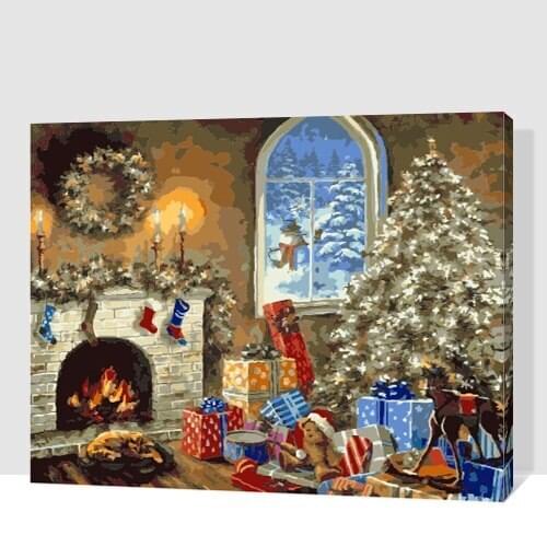MaHuaf-A1805 Christmas decorations for home DIY Painting By Number Acrylic Picture Wall Art Hand Painted romantic christmas gift