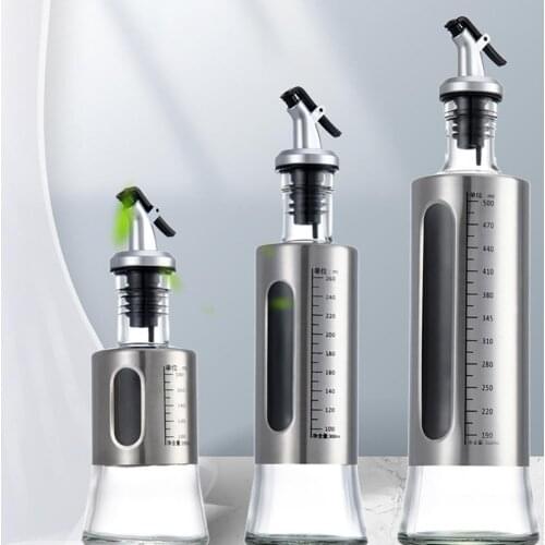 200/300/500ml Oil Bottle with Scale Multifunctional Glass Seasoning Storage Dispenser for Kitchen Canteen Condiment Bottles