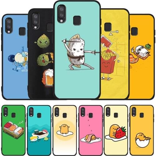 Cartoon Food black Soft phone Case For Samsung S20 S10 S9 S8 S7 edge Plus Lite For Note 8 9 10 A6 A7 A8 A9 2018