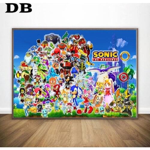 Cartoon Sonic Video Games Poster Canvas Painting Prints Wall Art Pictures For Kids Room Living Hoom Decor