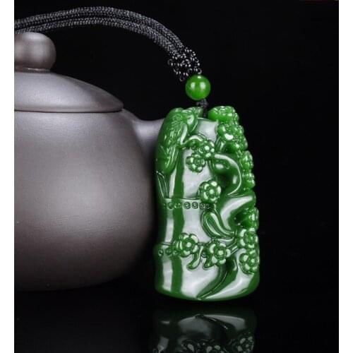 Natural Green Hand-carved Bamboo Jade Pendant Fashion Boutique Jewelry for Men and Women Step By Step Necklace Gift Accessories
