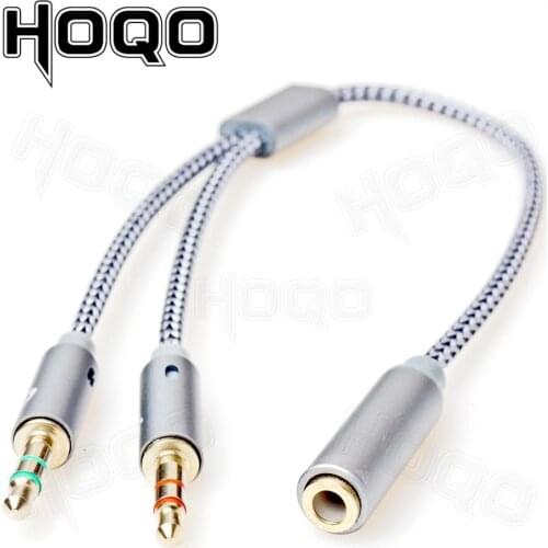 Braided Nylon jack Splitter 2 in 1 out 3.5mm Stereo Audio Male to 2 Female Headphones Microphones Karaoke Cable Adapter