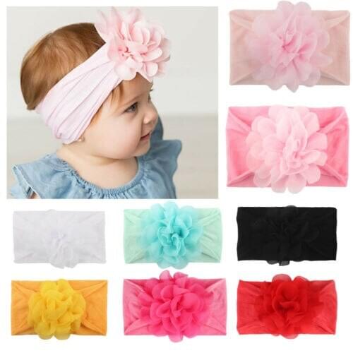 Newborn kid Baby Girl Flower Elastic Headband Knot Headwear HeadWrap Accessories