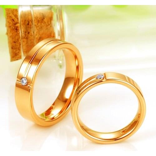 Wedding Band Promise Rings for Couples Rings Free Personalized Engraved Tungsten Carbide ring,18K Gold Plated