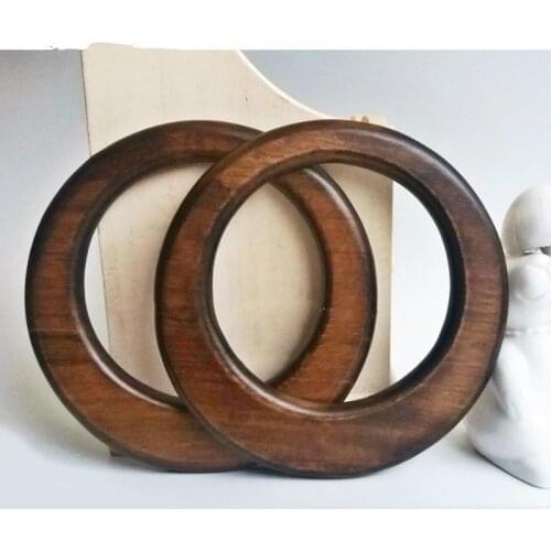 One Pair Wooden Handle Obag DIY Bag Parts And Accessories Round Ring Wood Hanger O Shape Torus Bag Handle Wholesale