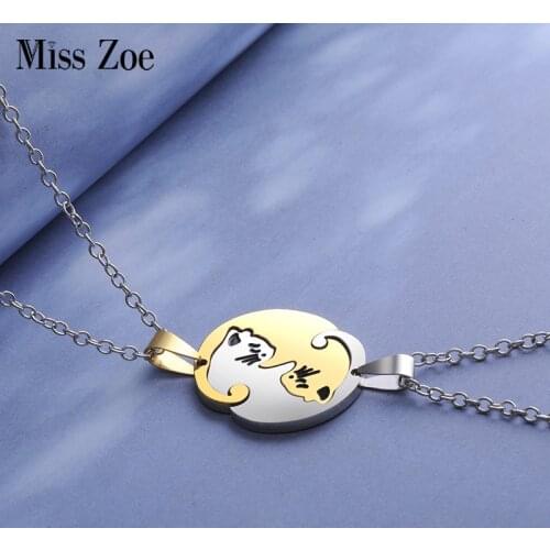 2pcs/set Yin Yang Tai Chi Cats Pendant Necklaces 8 Styles Round Heart Necklace Friendship BFF Lovers Couple Birthday Gift Friend