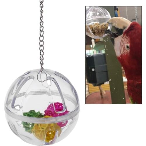 Hanging Foraging Ball with Balls Inside Bird Cage Acrylic Stand Parrot Chew Toy