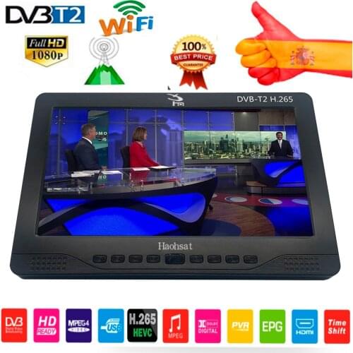 Haohsat 10.1 inch HD Portable TV DVB-T2 ATSC ISDB-T Digital and Analog mini small Car Television Support USB SD MP4 H.265 AC3