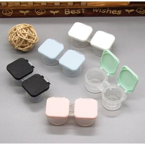 1Pc/5Pcs Simple Contact Lens Case Box Eyewear Accessories Cute Travel Kit Holder Container Flip Contact Lenses Box Wholesale