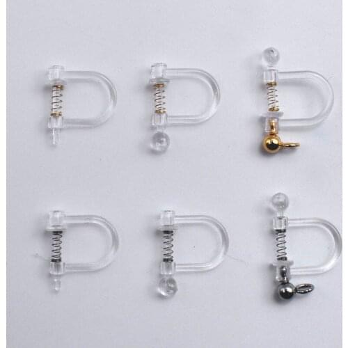 Transparent Clear Plastic Ear Clip On No pierced Clip Earrings Spring With Loop Pin Connectors Earrings DIY Findings Jewelry