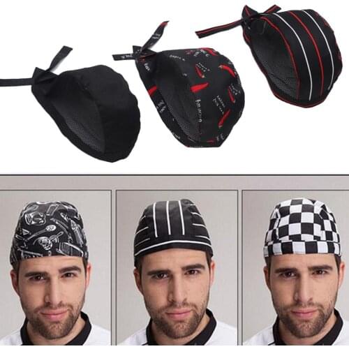 Men Women Adult Adjustable Chef Hat Mesh Kitchen Cooking Hat Restaurant Chef Skull Cap Hairproof Headband