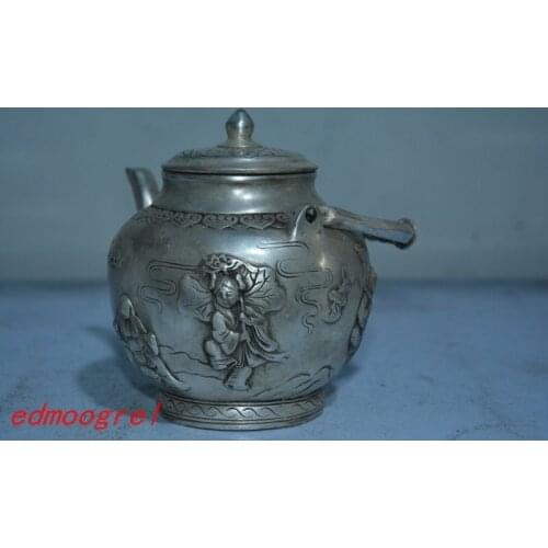 Old Chinese Tibet silver teapot #2, Hand-carved crafts,Auspicious evil-proof ornaments,,collection& adornment,free shipping