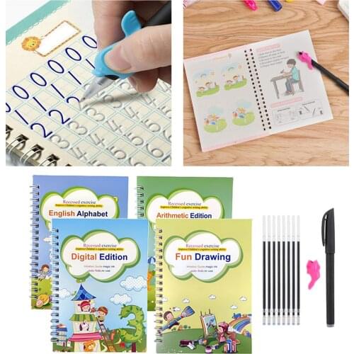 Practice Copybook Calligraphy Drawing Math Alphabet Number Reusable Book