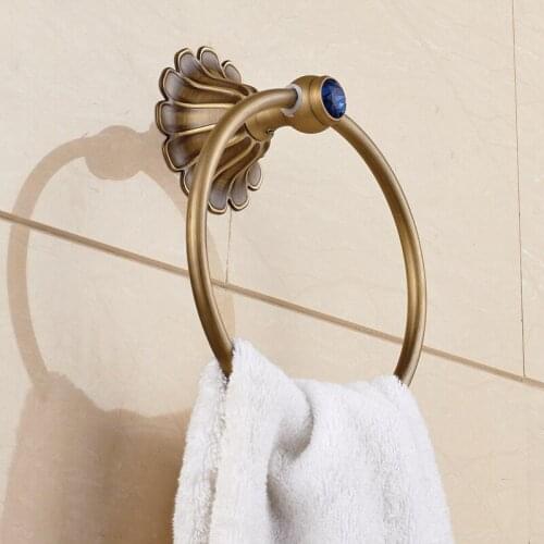 Vidric Antique copper towel ring with jade towel rack bathroom rack Towel hanger toalha anel Bathroom Accessories