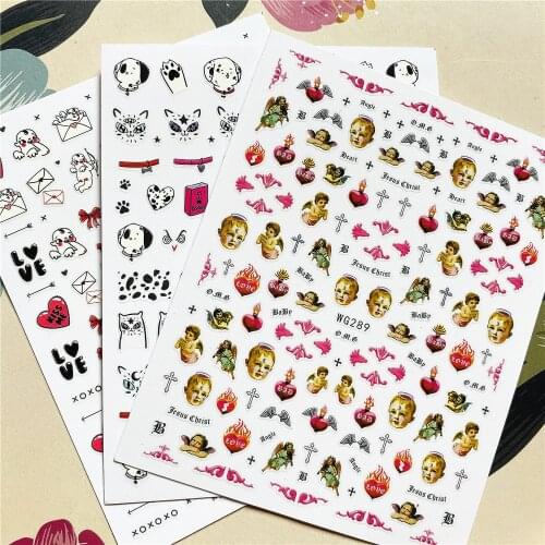 WG022 WG024 WG289 Angel cupid 3D Back glue Nail decal Nail sticker Nail decoration Nail art Nail ornament
