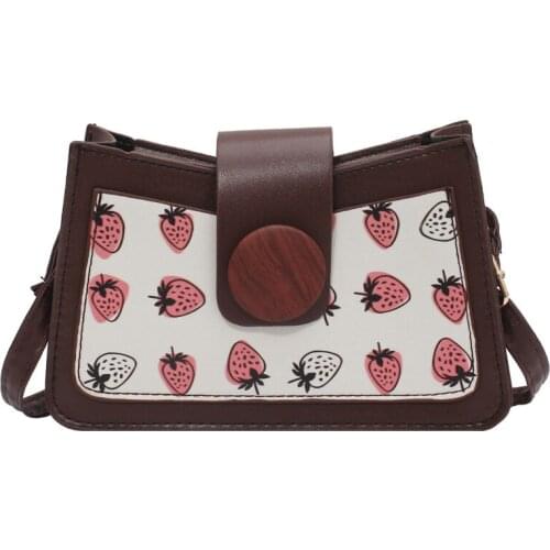 Female bag 2021 korean fashion summer bag strawberry bag cat print bag Axillary package PU small shoulder bag for women baguette