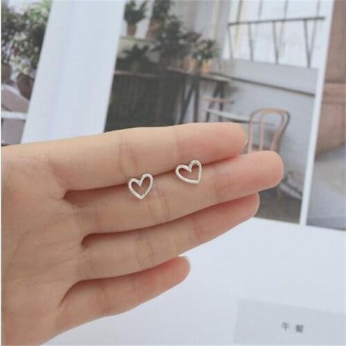 Female Heart Stud Earring 100% 925 Sterling Silver Earrings For Women Gift Sterling-silver-jewelry Pendientes Mujer ES286
