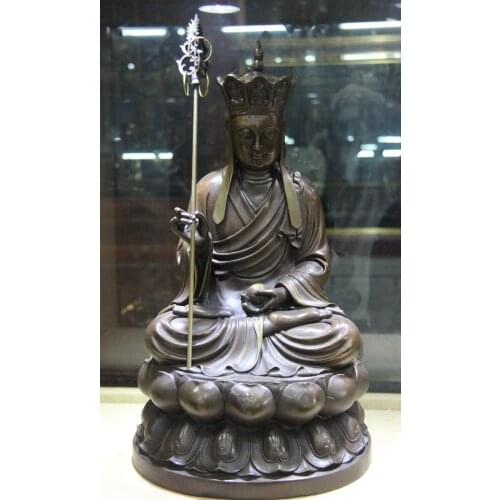004238 Tibetan Buddhism Bronze Copper Tang Monk Ksitigarbha Jizo King Buddha God statue
