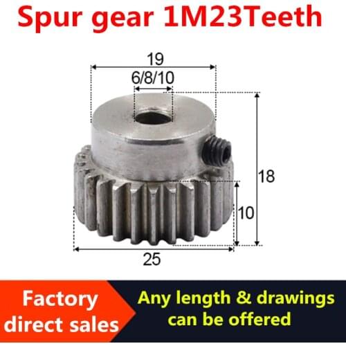 1pcsGear Wheel Metal 1Module 23T 45Steel Spur Gear pinion 6/7/8/10mm Bore 1 Mould 55Teeth Metal Gear Wheel Pulley