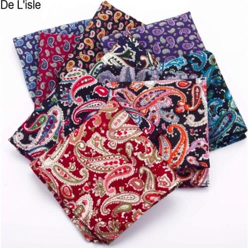 100% Cotton Handmade Fashion Pocket Square Paisley Pattern Bandanna Pocket Hanky With Giftbox - Factory Outlet
