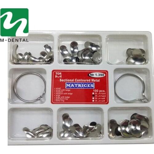 100Pcs Each Box Dental Matrix Sectional Contoured Metal Matrices No.1.398 lmws Sental Material Free Shipping