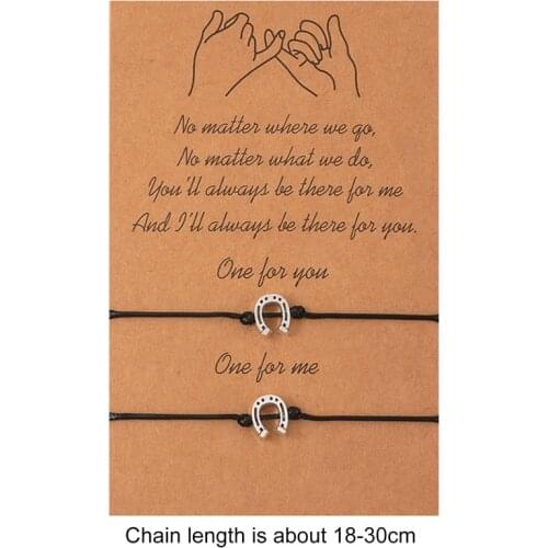 2pcs/set Lucky Horseshoe Red String Horse Hoof Charm Bracelets Adjustable for Women Men Wish Jewelry Couple Lover Christmas Gift