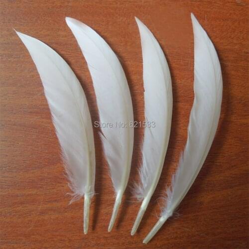 200Pcs/Lot! 10-15cm Natural White Curved Goose Quill Feathers White Goose Quills,Loose White Feathers for Crafts